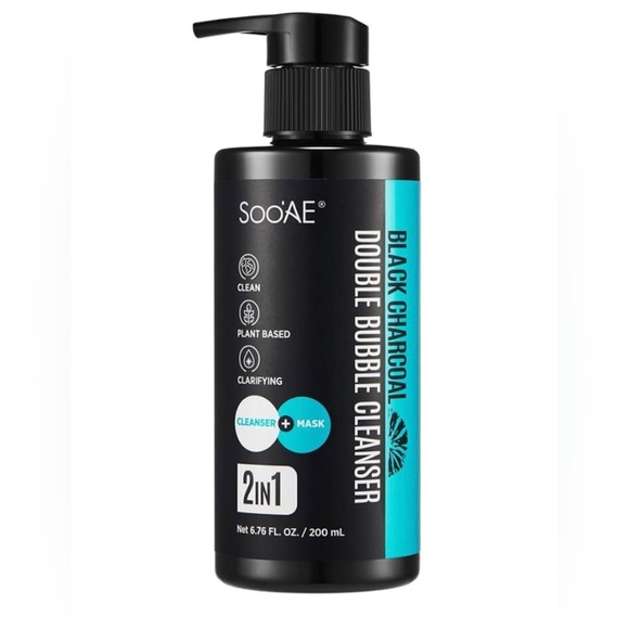 Soo'AE Black Charcoal 2 𝗶𝗻 1 Oxygen Double‎ Bubble Mask Cleanser face wash new - Picture 7 of 8